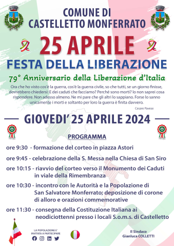 25 Aprile 2024 - 79° Anniversario della Liberazione d'Italia 