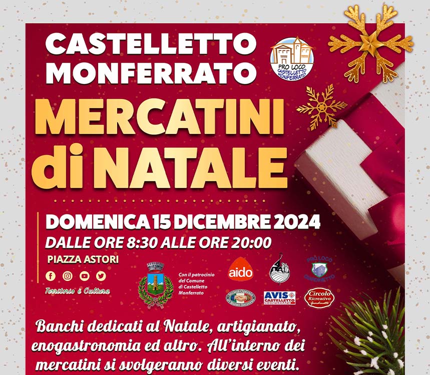 Un Natale di luce e tradizione: il Comune di Castelletto Monferrato presenta il programma delle festività natalizie 2024