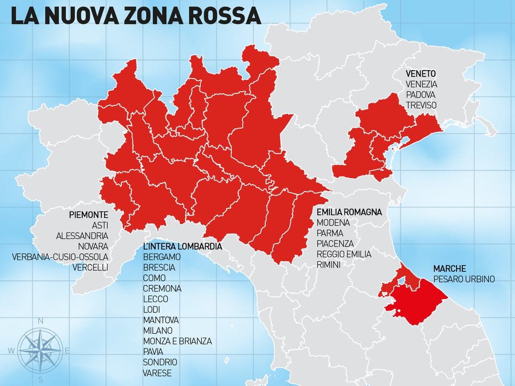 Coronavirus: provincia di alessandria in zona rossa
