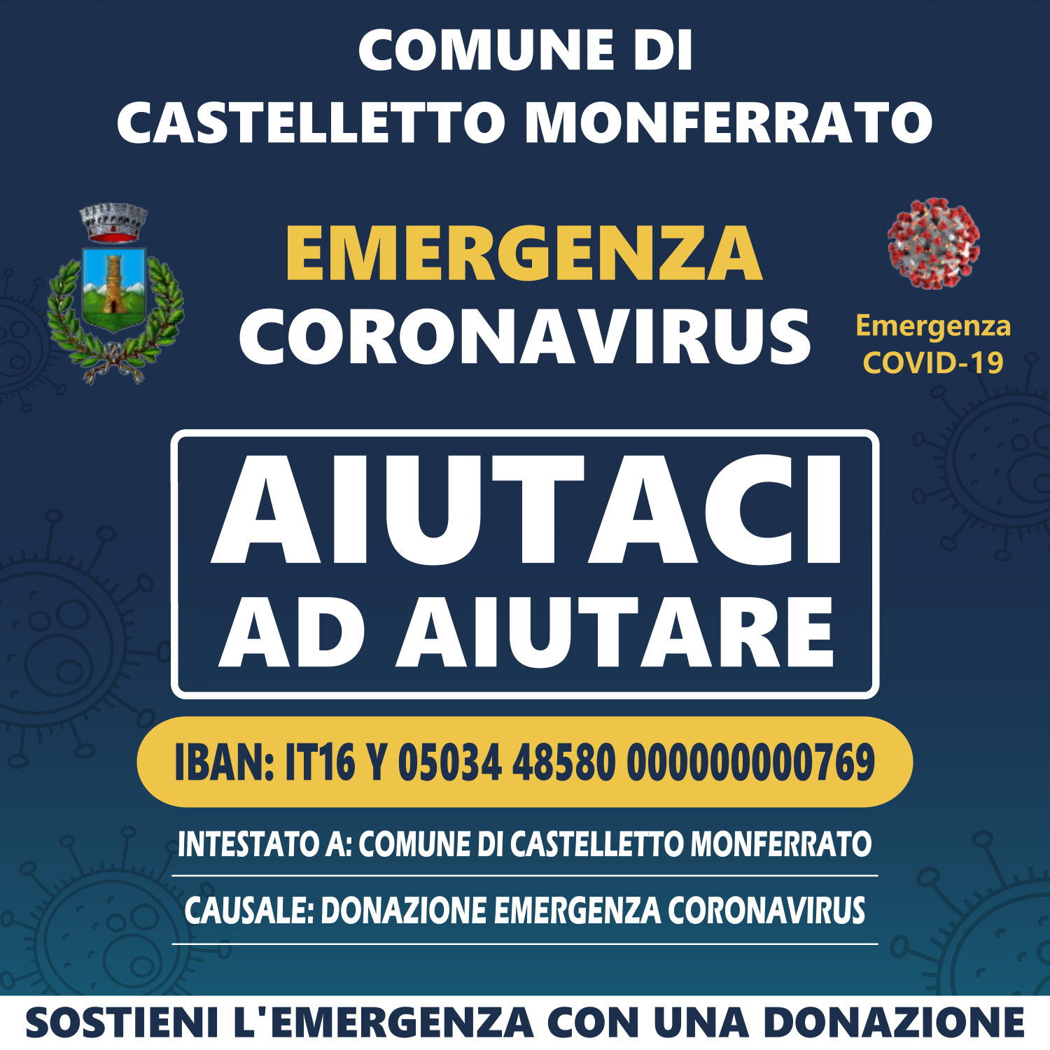 CORONAVIRUS: raccolta fondi "AIUTACI AD AIUTARE"